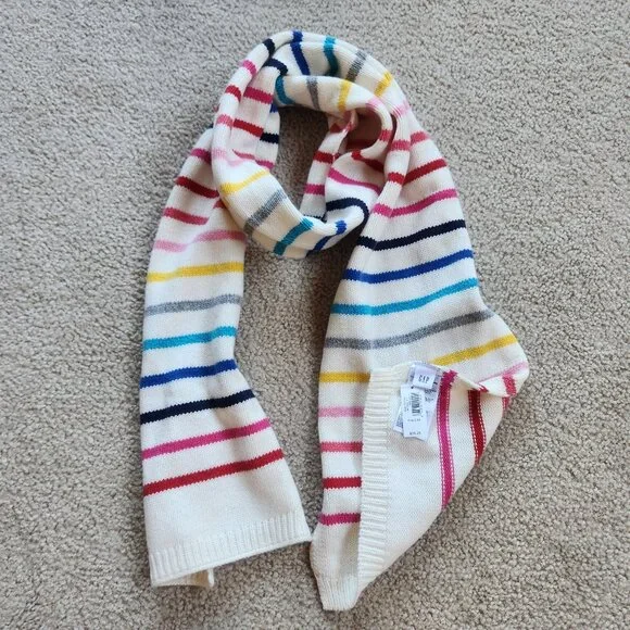 NWT GAP Striped Scarf Merino/Cotton - Picture 1 of 4
